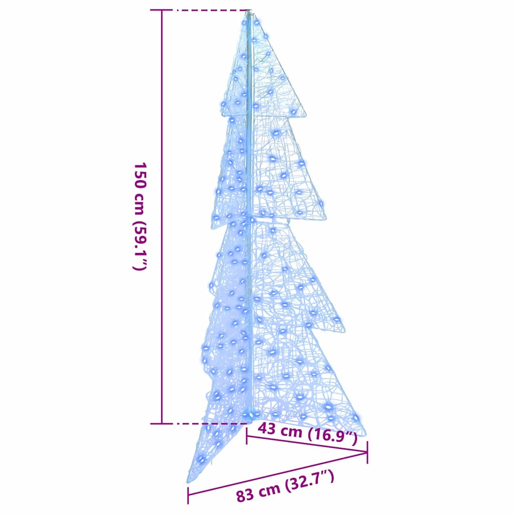 Christmas Tree with 160 LEDs Blue 150 cm Acrylic