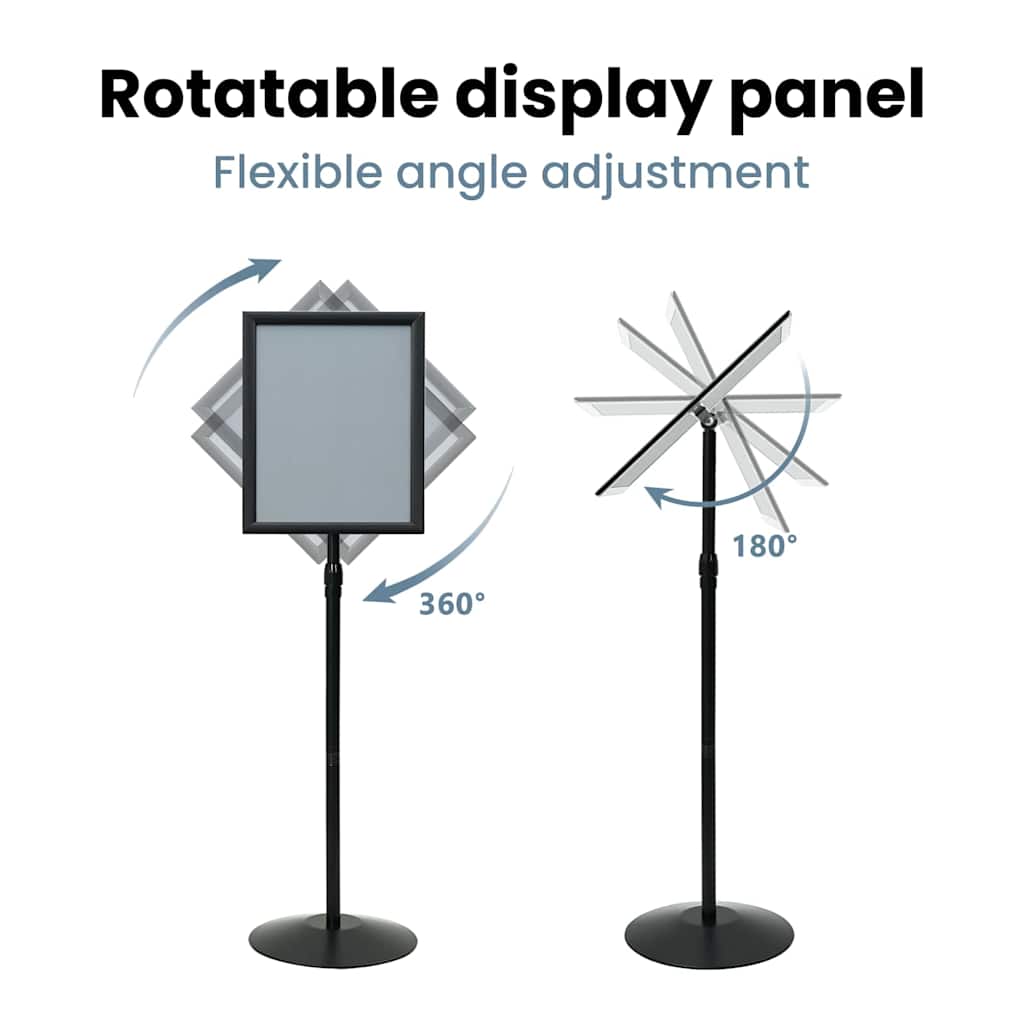 Pedestal Poster Stand Height Adjustable Silver A3 PVC and Steel