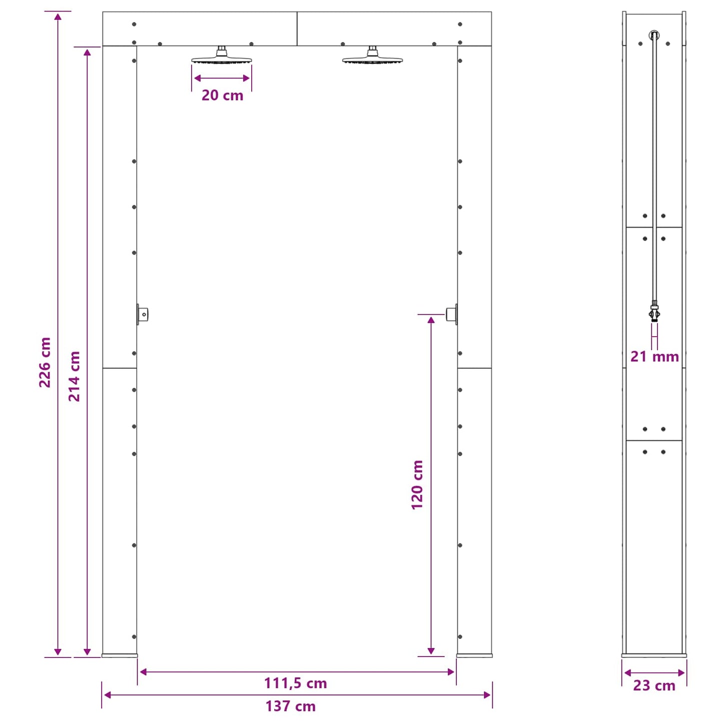 Outdoor Shower 226 cm Solid Douglas Wood and Stainless Steel