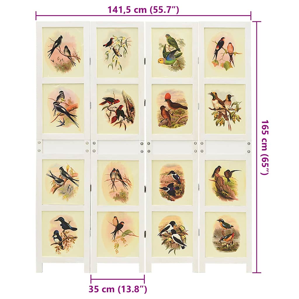 Romdivider Panel Folding White 141.5 x 165 cm MDF