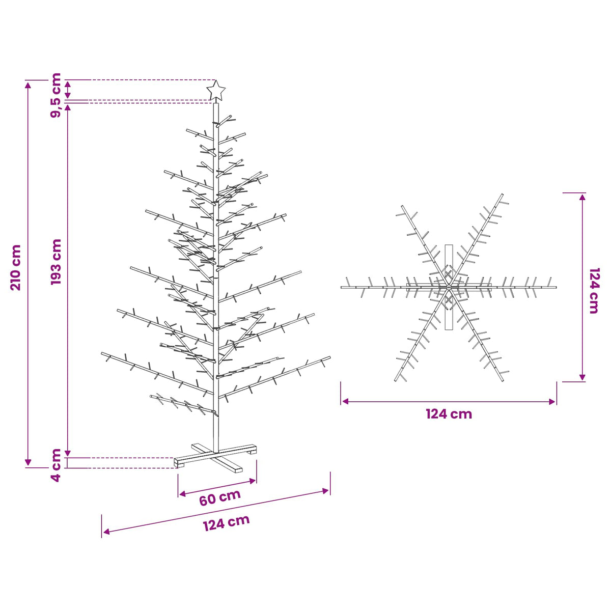 Wooden Christmas Tree with Stand Brown 210 cm Solid pine wood