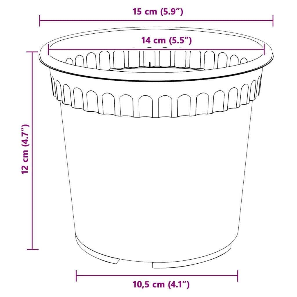 Round Flower Pot 6 pcs Black Ø 15 x 12 cm Plastic