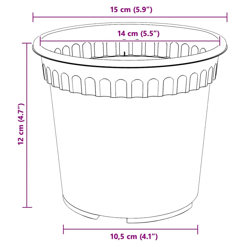 Round Flower Pot 24 pcs Brick Red Ø 15 x 12 cm Plastic