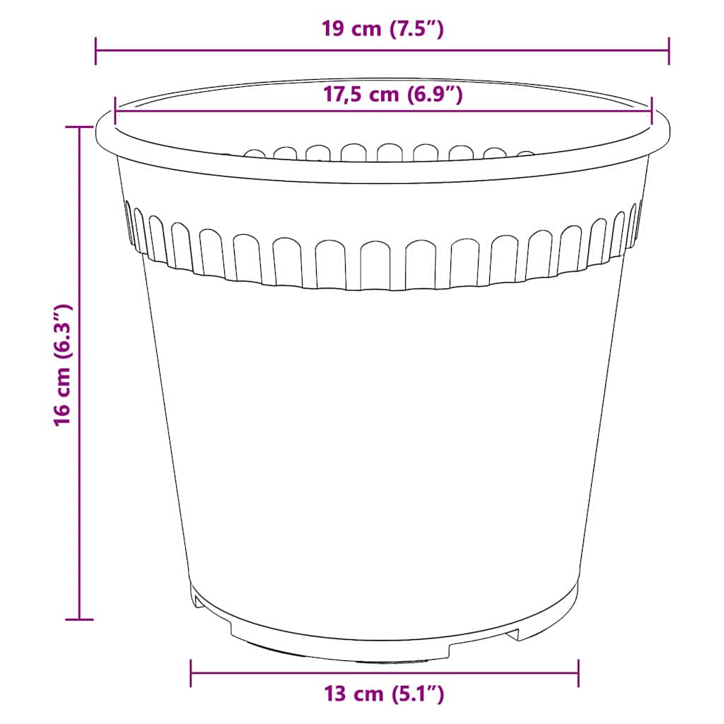 Round Flower Pot 24 pcs Black Ø 19 x 16 cm Plastic