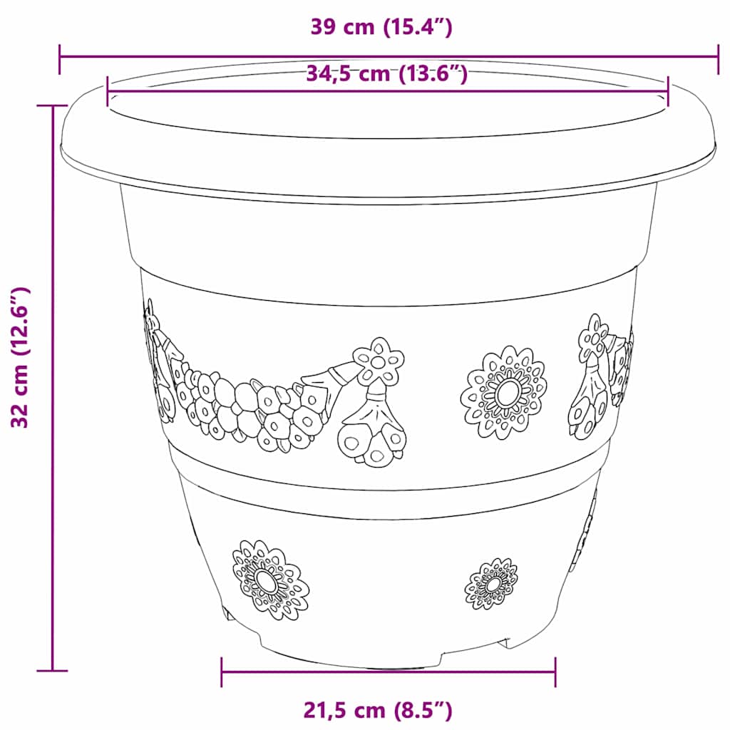Round Flower Pot 6 pcs Black Ø 39 x 32 cm Plastic