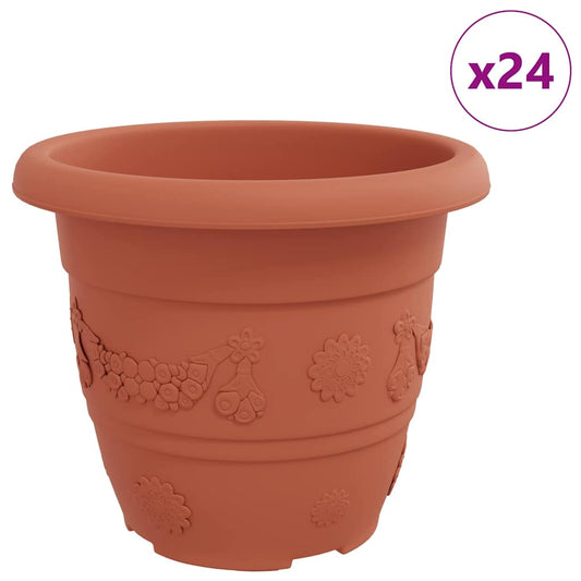 Round Flower Pot 24 pcs Brick Red Ø 30 x 25 cm Plastic Round Flower Pot 24 pcs Brick Red Ø 30 x 25 cm Plastic
