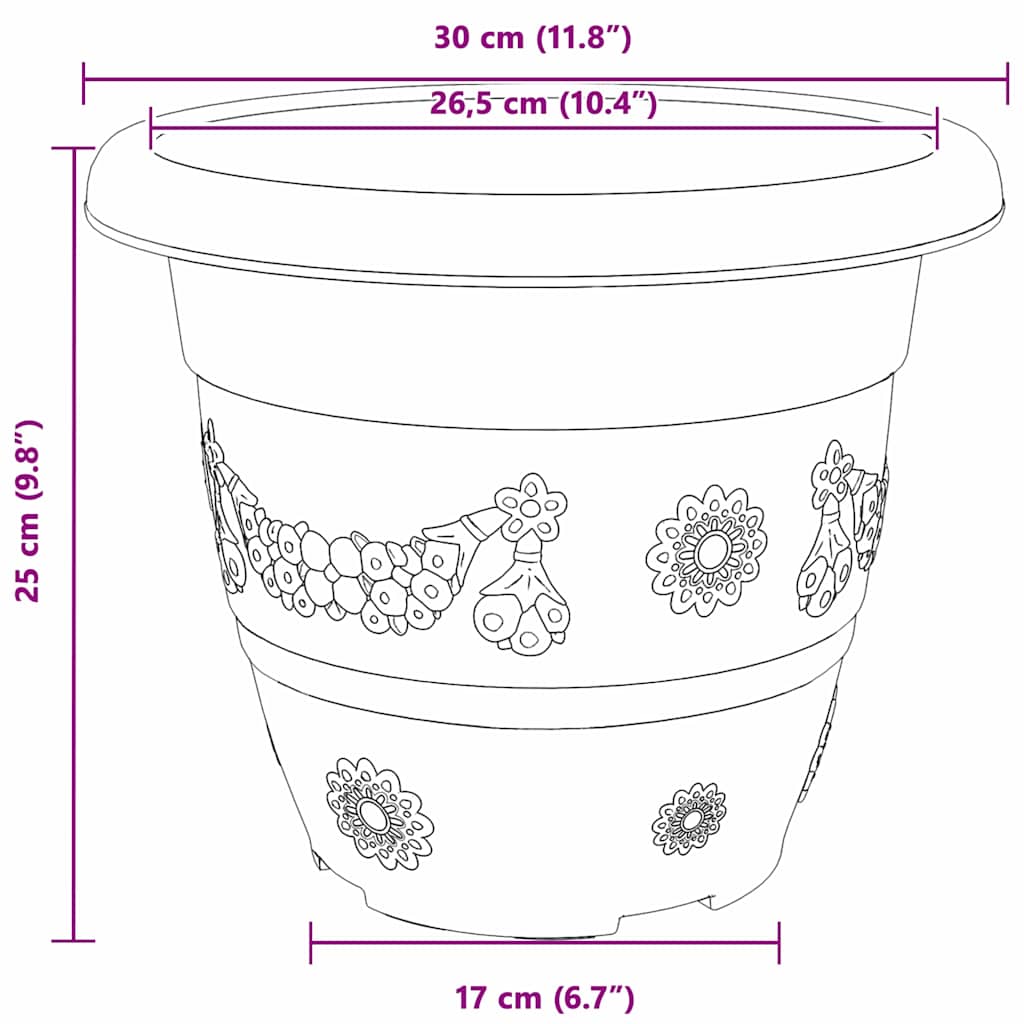 Round Flower Pot 24 pcs Black Ø 30 x 25 cm Plastic
