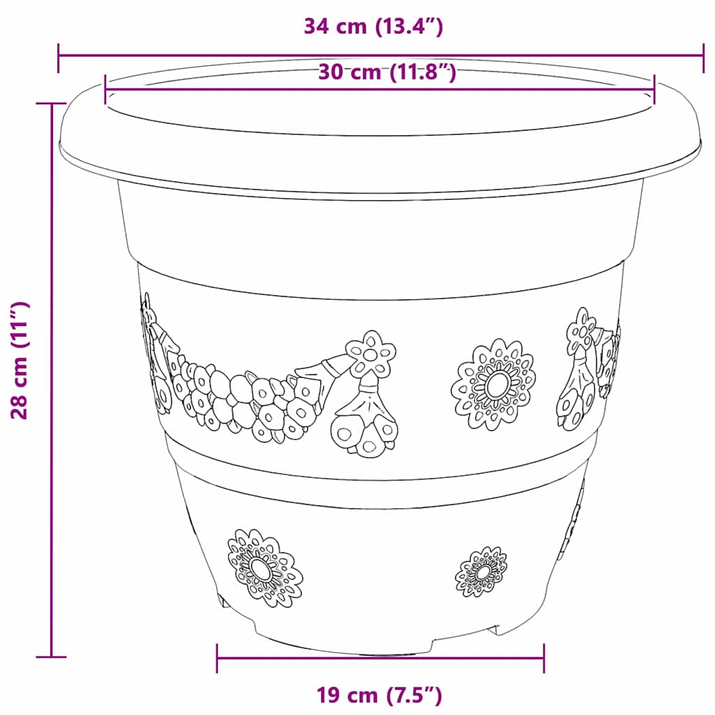 Round Flower Pot 24 pcs Black Ø 34 x 28 cm Plastic