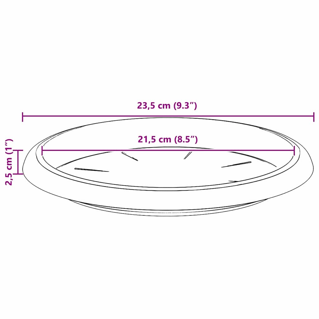 Round Flower Tray 24 pcs Brick Red Ø 23.5 x 2.5 cm Plastic