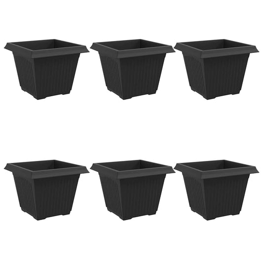 Square Flower Pot 6 pcs Black 43 x 43 x 33.5 cm Plastic Square Flower Pot 6 pcs Black 43 x 43 x 33.5 cm Plastic