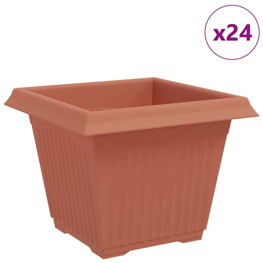 Square Flower Pot 24 pcs Brick Red 28.5 x 28.5 x 22 cm Plastic Square Flower Pot 24 pcs Brick Red 28.5 x 28.5 x 22 cm Plastic