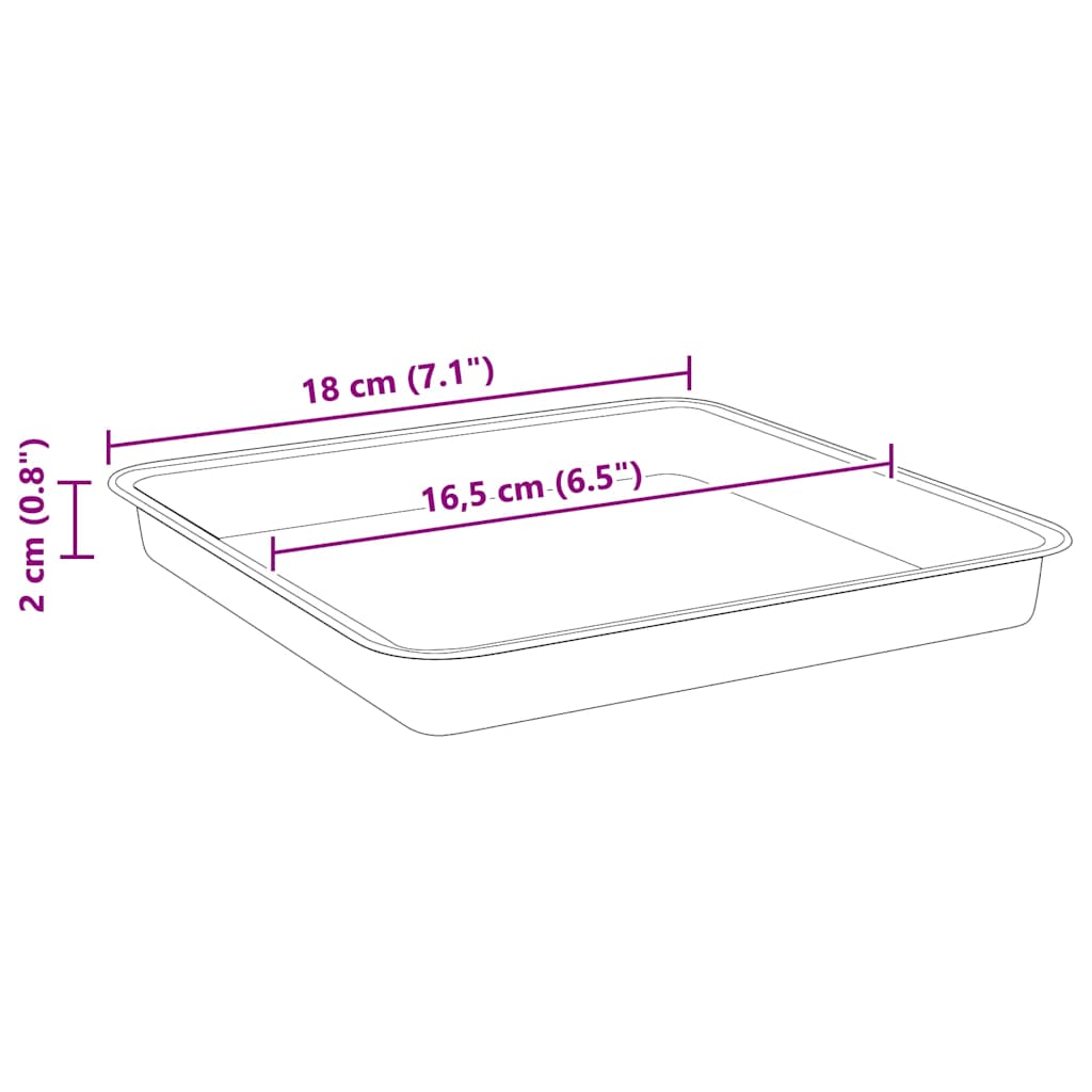 Square Flower Tray 6 pcs Brick Red 18 x 18 x 2 cm Plastic