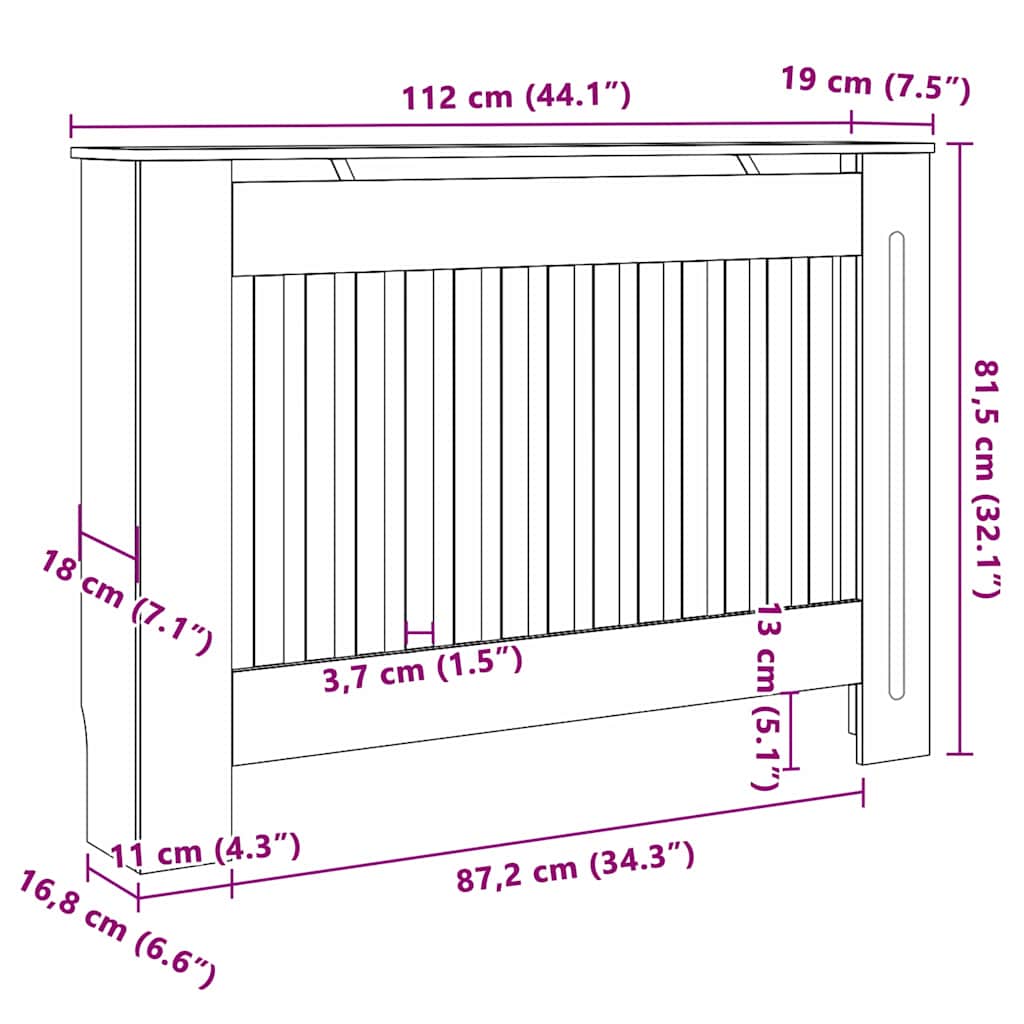 Radiator Cover 2 pcs Grey 112 x 19 x 81.5cm Engineered Wood