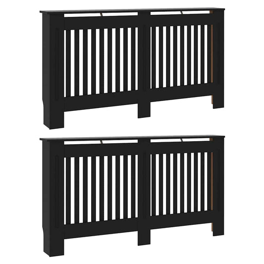 Radiator Cover 2 pcs Black 152 x 19 x 81.5 cm Engineered Wood Radiator Cover 2 pcs Black 152 x 19 x 81.5 cm Engineered Wood