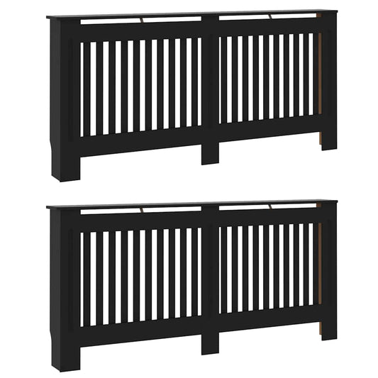 Radiator Cover 2 pcs Black 172 x 19 x 81.5 cm Engineered Wood Radiator Cover 2 pcs Black 172 x 19 x 81.5 cm Engineered Wood