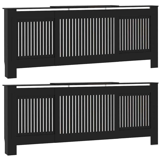 Radiator Cover 2 pcs Black 205 x 20.5 x 81.5cm Engineered Wood Radiator Cover 2 pcs Black 205 x 20.5 x 81.5cm Engineered Wood