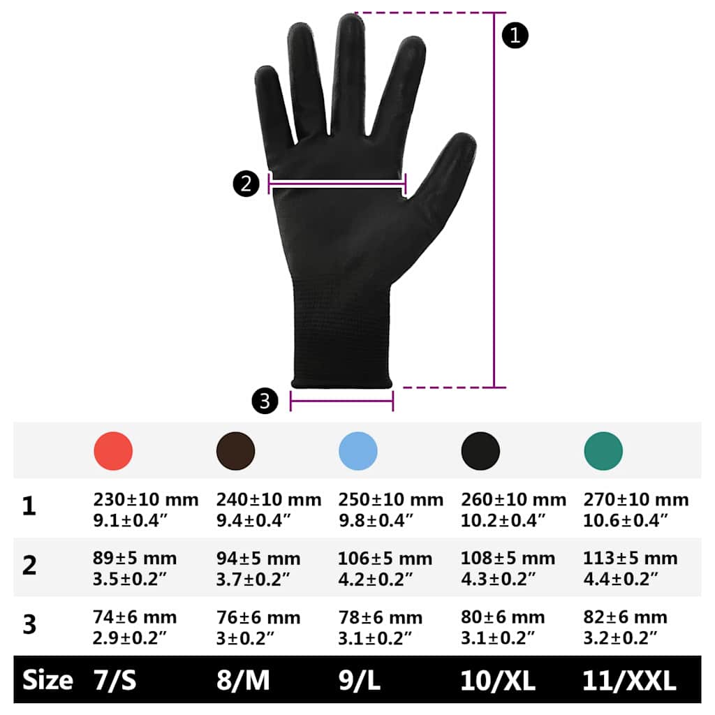 Work Gloves 24 pcs Black 10 / XL Polyester