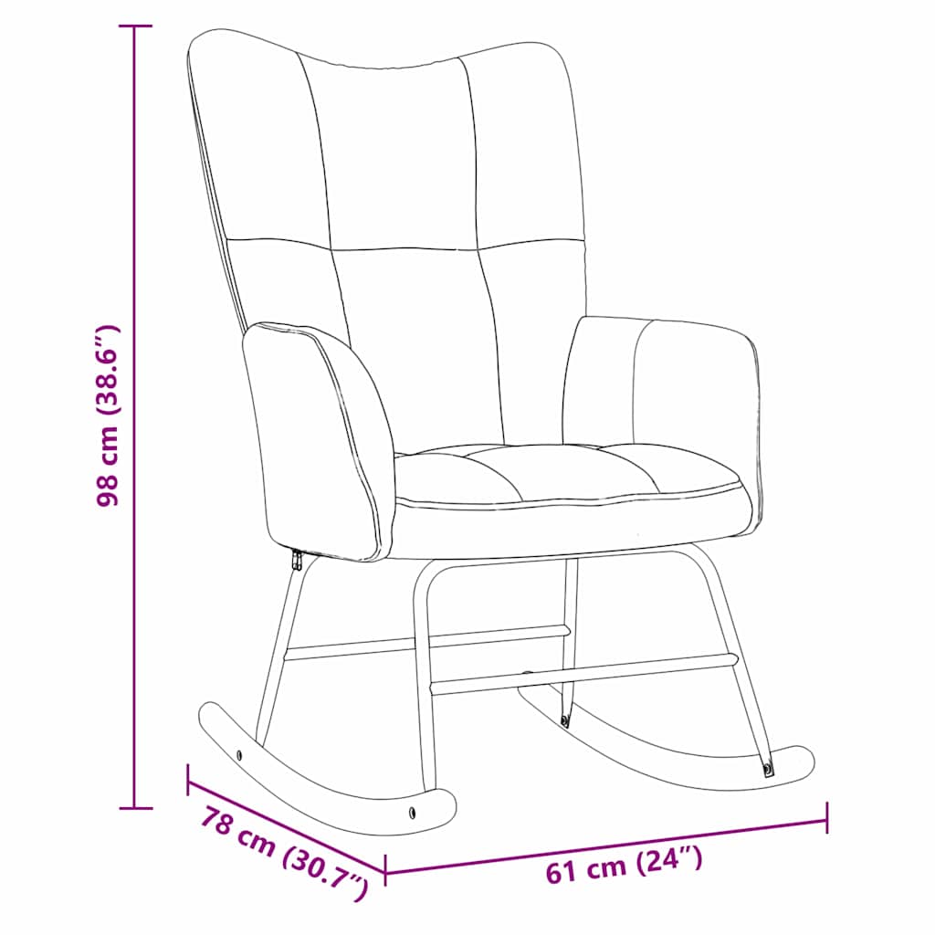 Rocking Chair Dark Grey 78 x 61 x 98 cm Velvet