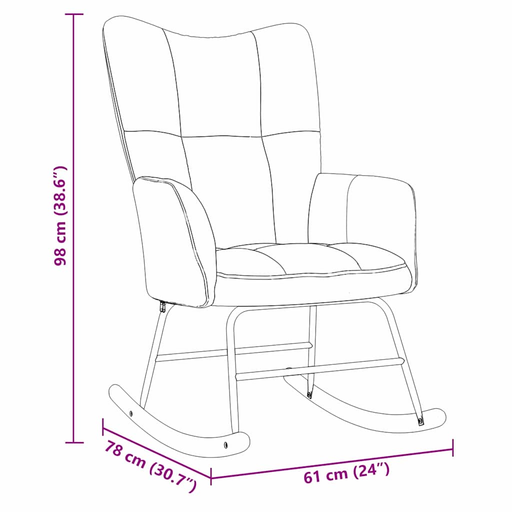 Rocking Chair with Footstool Dark Grey Velvet