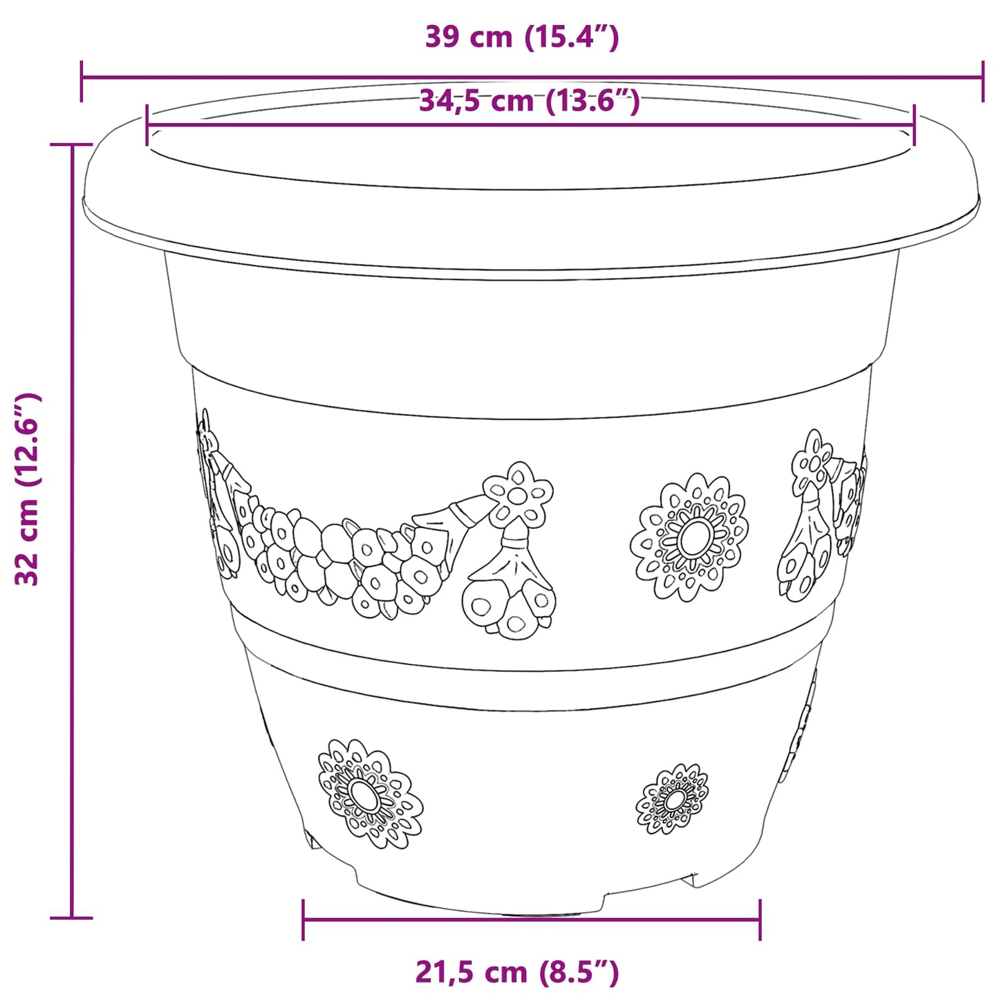 Plant Pots 24 pcs Brick Red Ø 39 x 32 cm Plastic