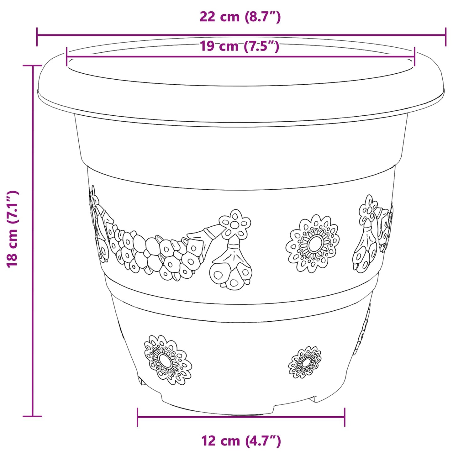 Plant Pots 24 pcs Black Ø 22 x 18 cm Plastic