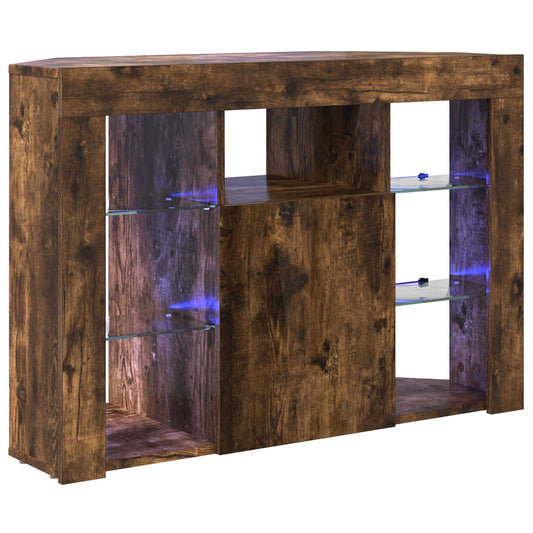 Corner LED TV Cabinet 100x40x68cm Smoked Oak Engineered Wood Corner LED TV Cabinet 100x40x68cm Smoked Oak Engineered Wood
