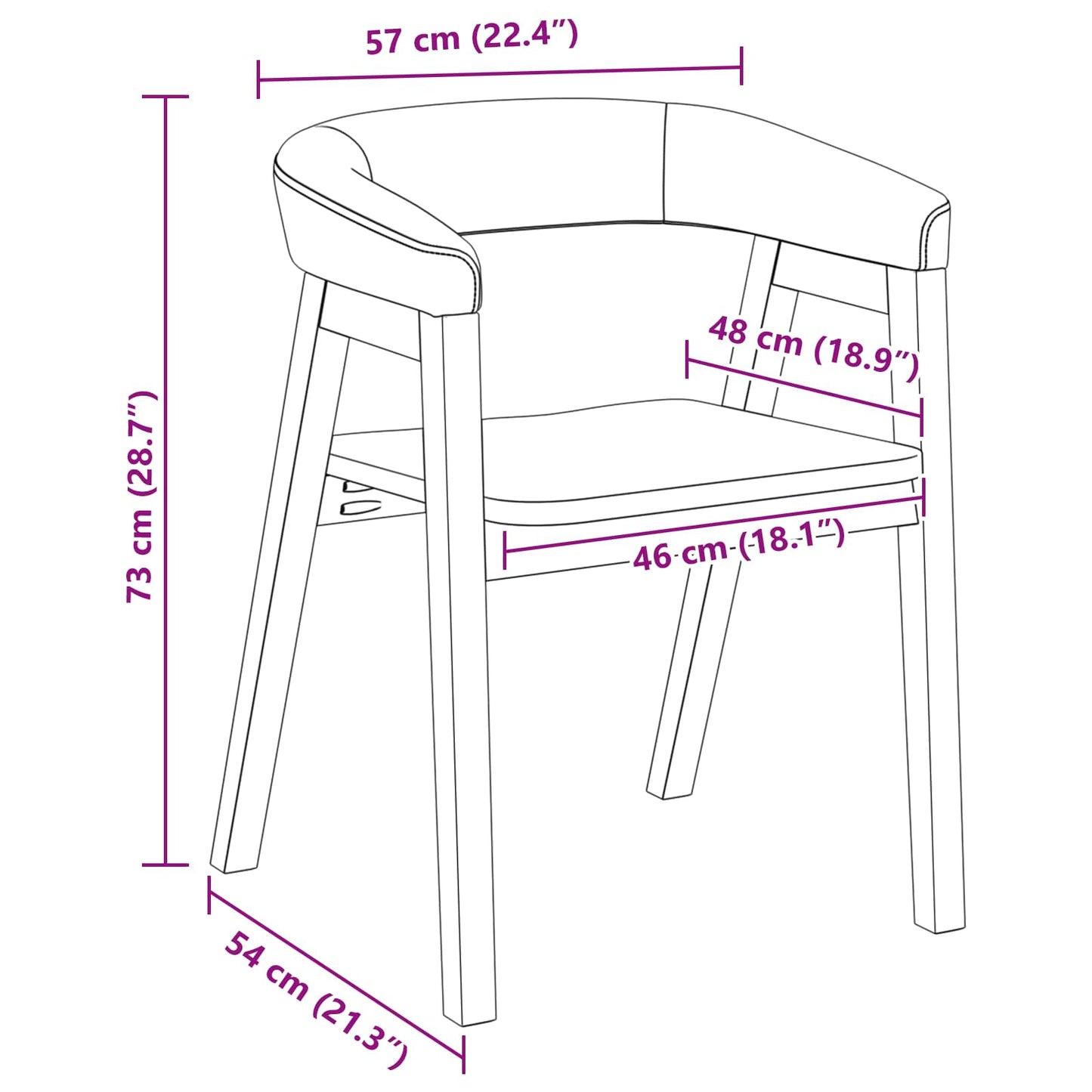 Dining Chairs 2 pcs White 54 x 57 x 73 cm Solid Rubber Wood