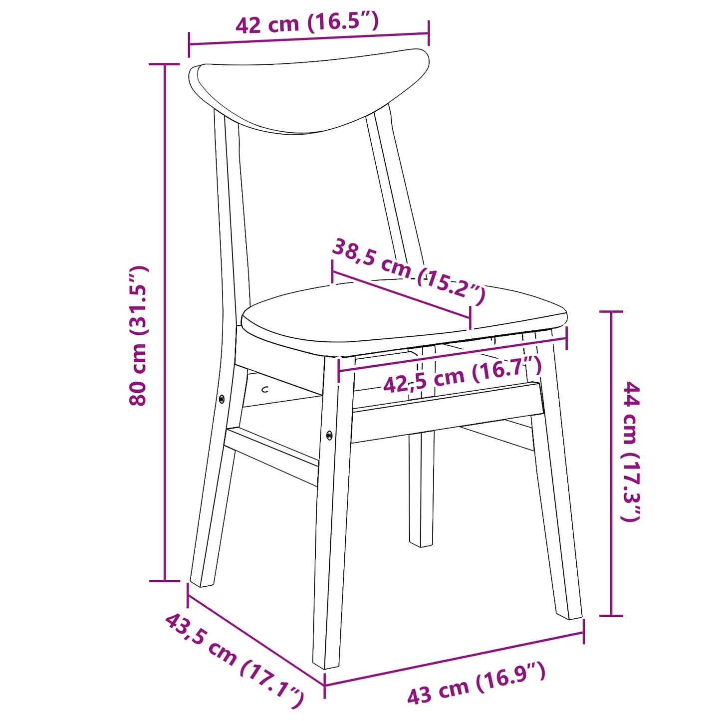 Dining Chairs 2 pcs Light Brown 42 x 47.5 x 81 cm