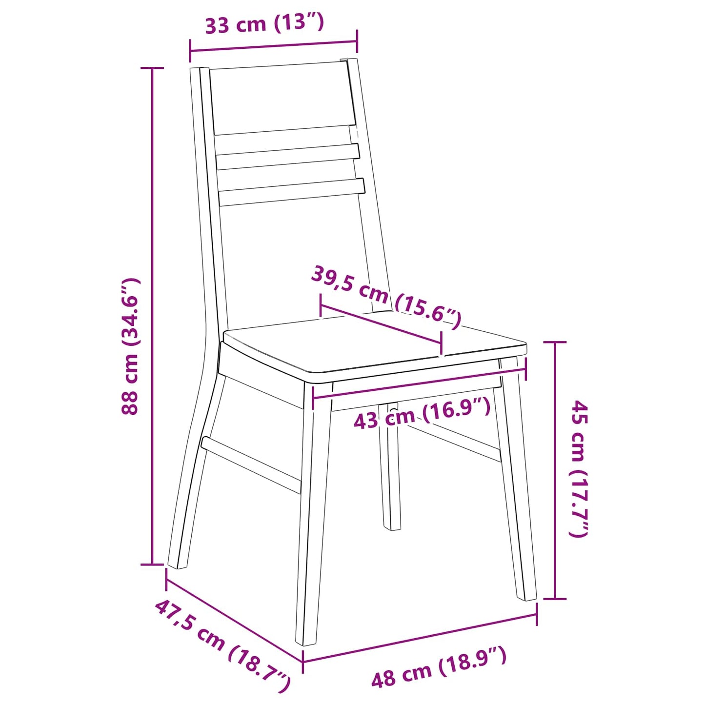 Dining Chairs 2 pcs White 43 x 54 x 89 cm Solid Rubber Wood