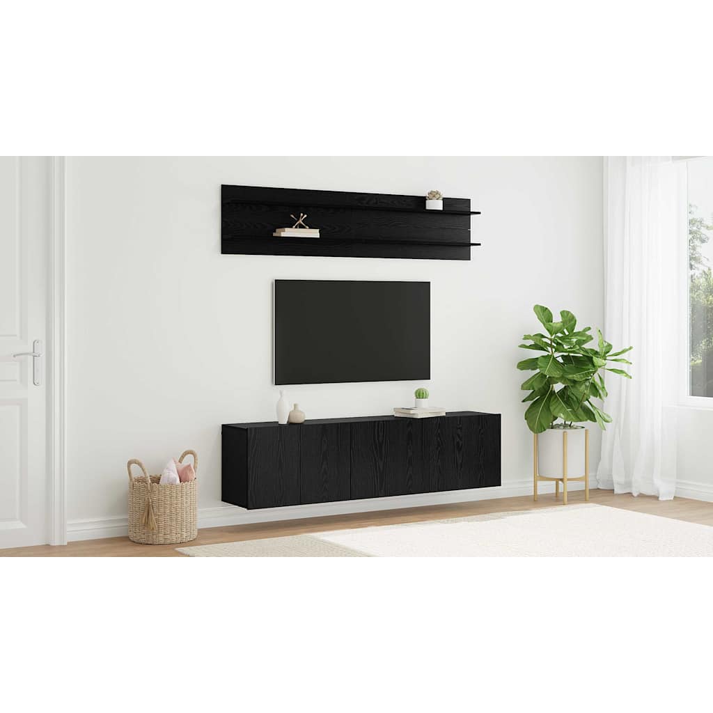 TV Units Wall-mounted 6 pcs Black oak Engineered wood
