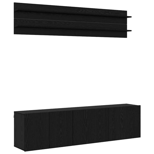 TV Units Wall-mounted 6 pcs Black oak Engineered wood TV Units Wall-mounted 6 pcs Black oak Engineered wood