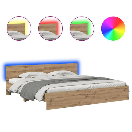 Bed Frame Artisan Oak 180 x 200 cm Engineered Wood Bed Frame Artisan Oak 180 x 200 cm Engineered Wood