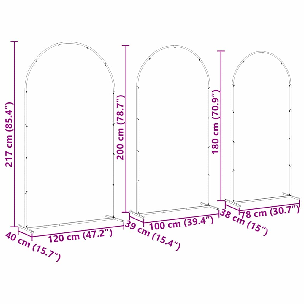 Wedding Arch 3 pcs Gold Steel