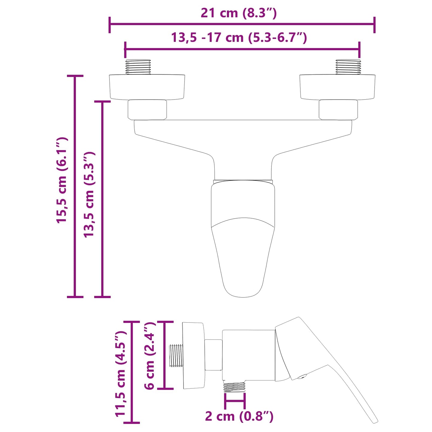 Shower Mixer Tap Black G 1 / 2 inches
