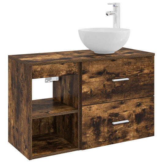 Bathroom Furniture Set 2 pcs Smoked Oak Engineered Wood Bathroom Furniture Set 2 pcs Smoked Oak Engineered Wood