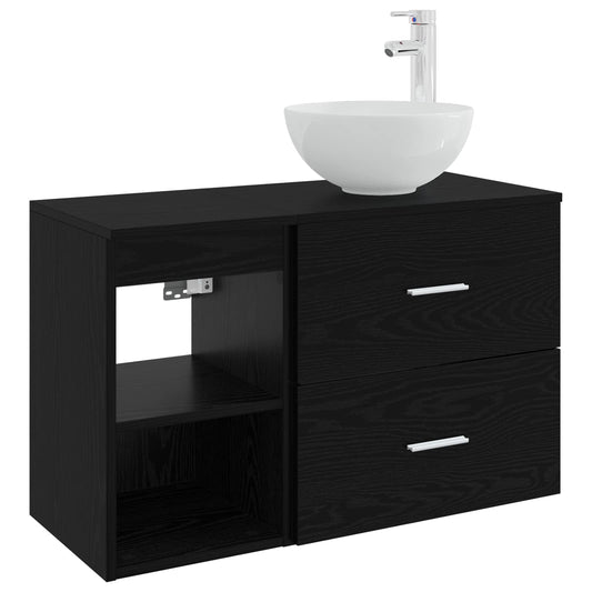 Bathroom Furniture Set 2 pcs Black Oak Engineered Wood Bathroom Furniture Set 2 pcs Black Oak Engineered Wood