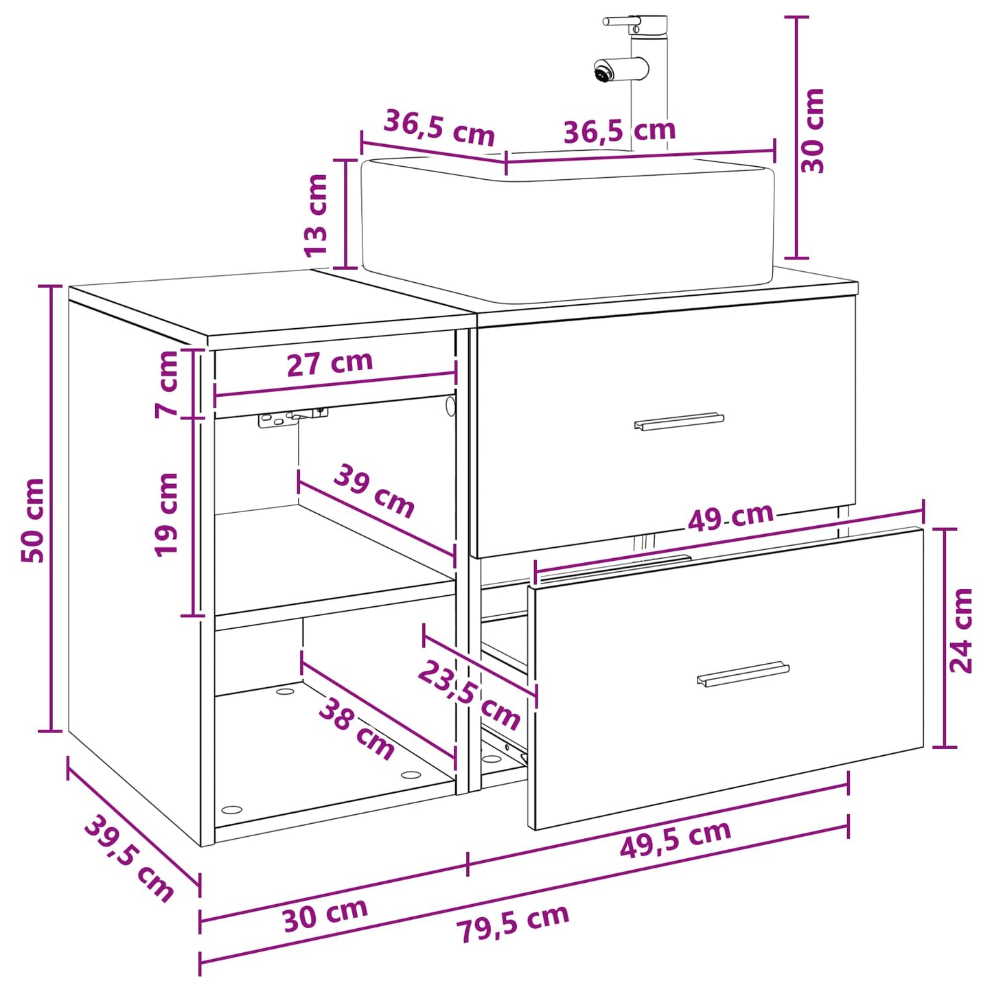 Bathroom Furniture Set 2 pcs White Engineered Wood