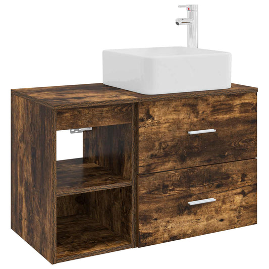 Bathroom Furniture Set 2 pcs Smoked Oak Engineered Wood Bathroom Furniture Set 2 pcs Smoked Oak Engineered Wood