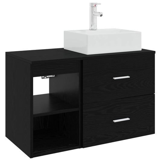 Bathroom Furniture Set 2 pcs Black Oak Engineered Wood Bathroom Furniture Set 2 pcs Black Oak Engineered Wood
