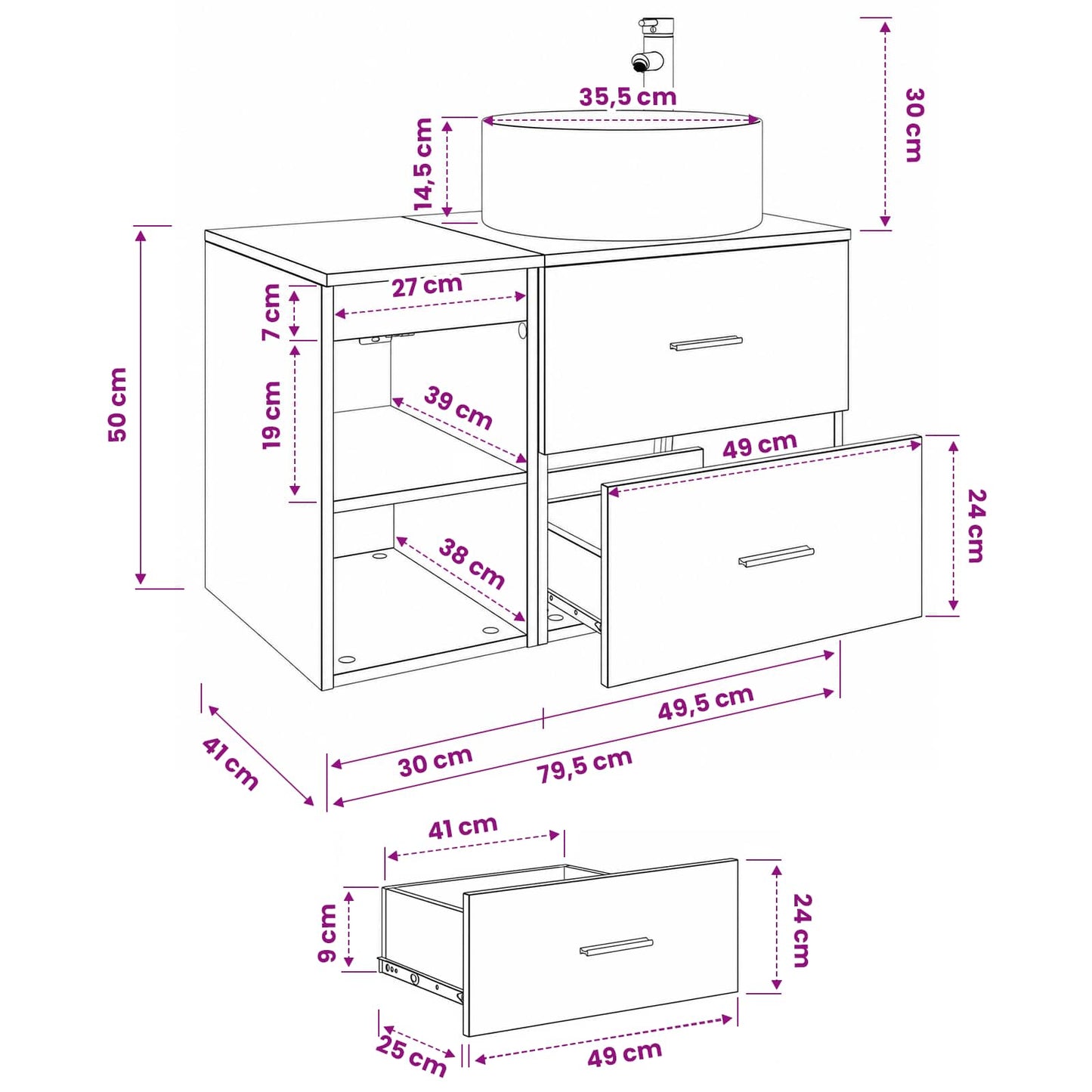 Bathroom Furniture Set 2 pcs Concrete Grey Engineered Wood