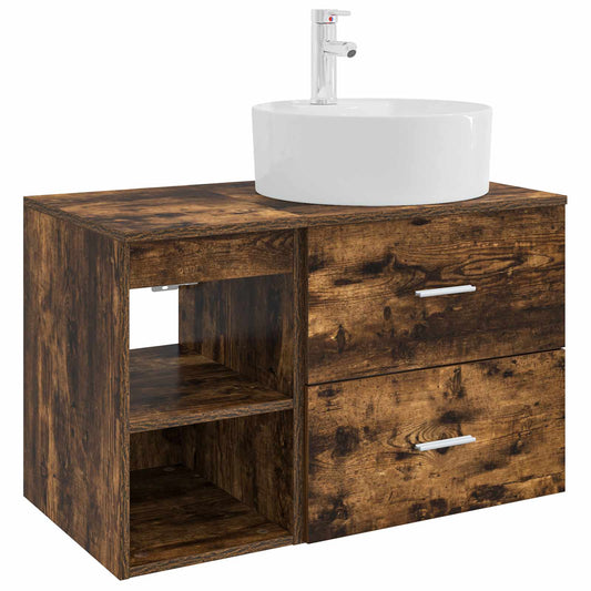 Bathroom Furniture Set 2 pcs Smoked Oak Engineered Wood Bathroom Furniture Set 2 pcs Smoked Oak Engineered Wood