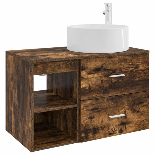 Bathroom Furniture Set 2 pcs Smoked Oak Engineered Wood Bathroom Furniture Set 2 pcs Smoked Oak Engineered Wood