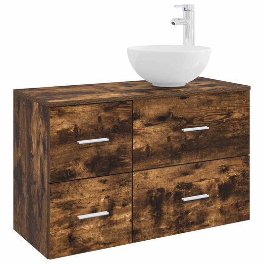 Bathroom Furniture Set 2 pcs Smoked Oak Engineered Wood Bathroom Furniture Set 2 pcs Smoked Oak Engineered Wood