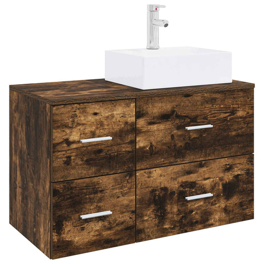 Bathroom Furniture Set 2 pcs Smoked Oak Engineered Wood Bathroom Furniture Set 2 pcs Smoked Oak Engineered Wood