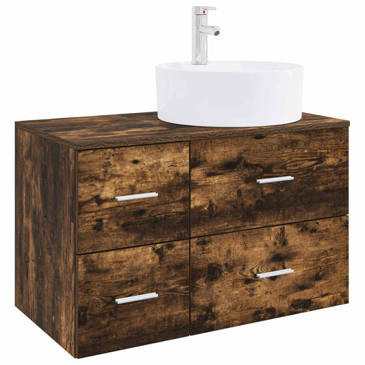 Bathroom Furniture Set 2 pcs Smoked Oak Engineered Wood Bathroom Furniture Set 2 pcs Smoked Oak Engineered Wood
