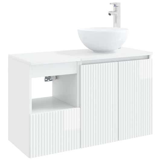 Bathroom Furniture Set 2 pcs High Gloss White Engineered Wood Bathroom Furniture Set 2 pcs High Gloss White Engineered Wood