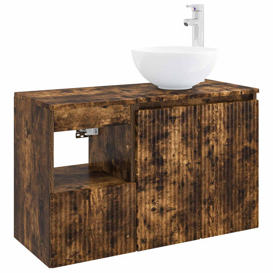 Bathroom Furniture Set 2 pcs Smoked Oak Engineered Wood Bathroom Furniture Set 2 pcs Smoked Oak Engineered Wood