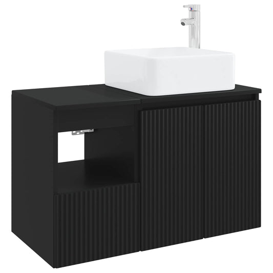 Bathroom Furniture Set 2 pcs Black Engineered Wood Bathroom Furniture Set 2 pcs Black Engineered Wood