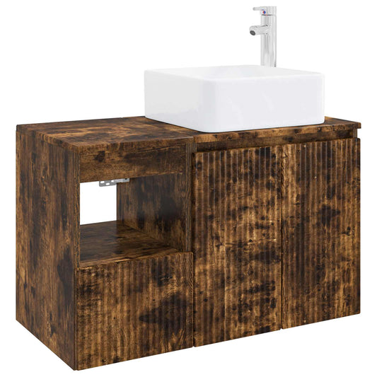 Bathroom Furniture Set 2 pcs Smoked Oak Engineered Wood Bathroom Furniture Set 2 pcs Smoked Oak Engineered Wood