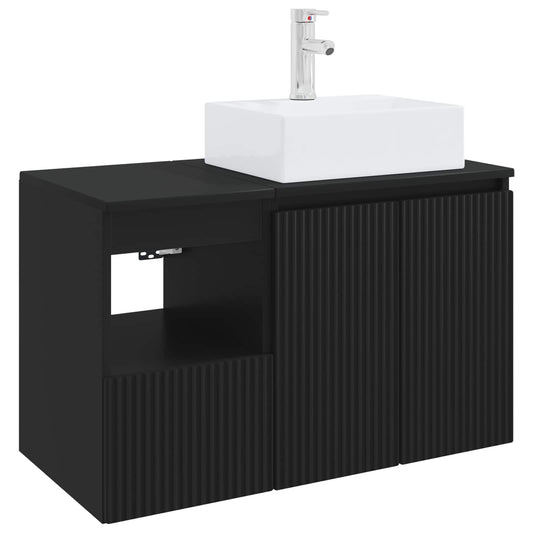 Bathroom Furniture Set 2 pcs Black Engineered Wood Bathroom Furniture Set 2 pcs Black Engineered Wood